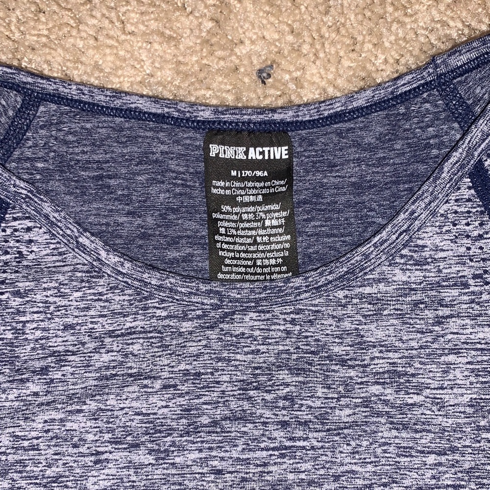 PINK Active Victoria’s Secret Women’s Navy Blue Long Sleeve Workout Athletic Top - Picture 6 of 9